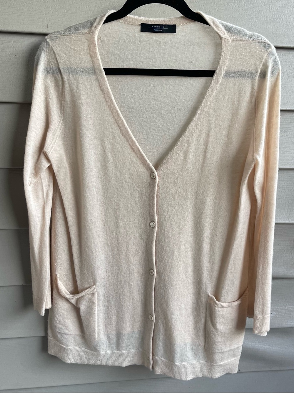 Weekend Max Mara Cashmere V-Neck Cardigan Sweater Ivory Womens Size M Money